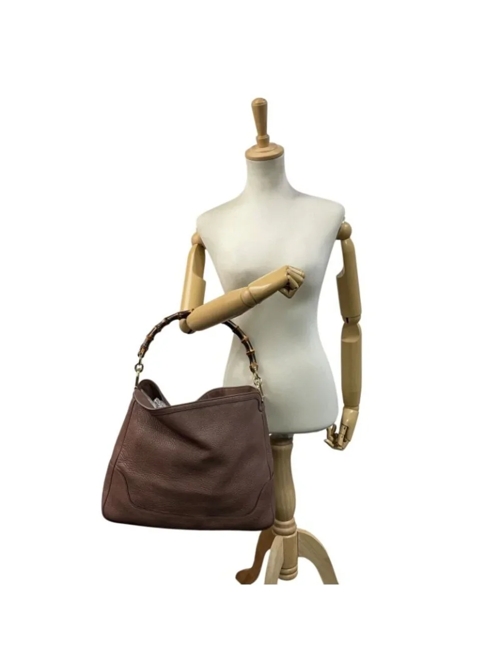 Gucci Bamboo Tote Handle Leather Pink Gold Classic Going Out Everyday Use Daily